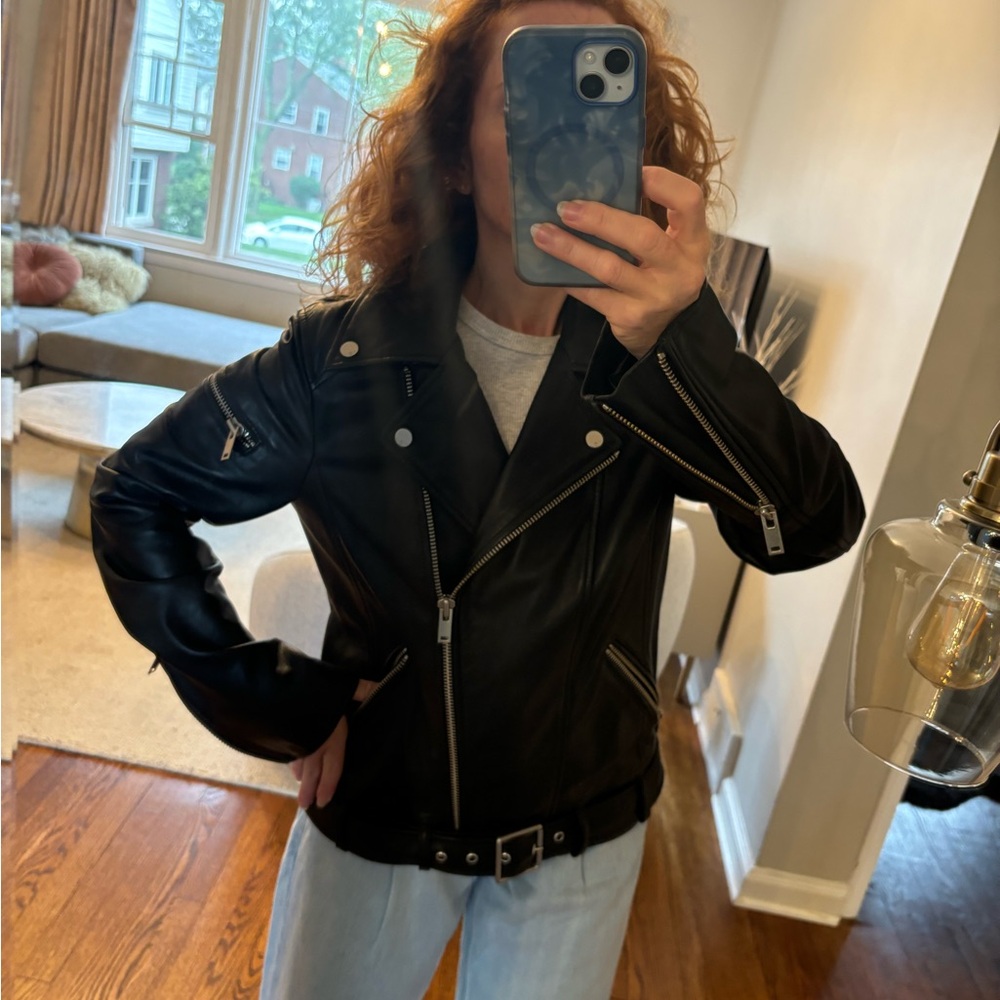 7 for All Mankind women’s leather biker jacket
